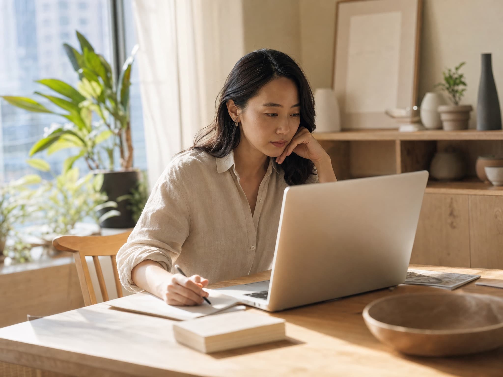 Indie founder reviewing generated product images on a laptop